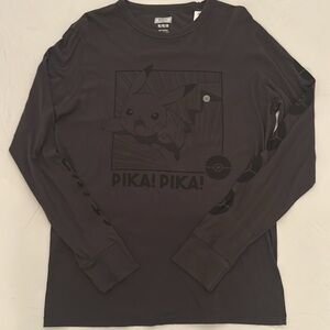 Tailgate Pikachu gray and black crew neck long sleeve t-shirt